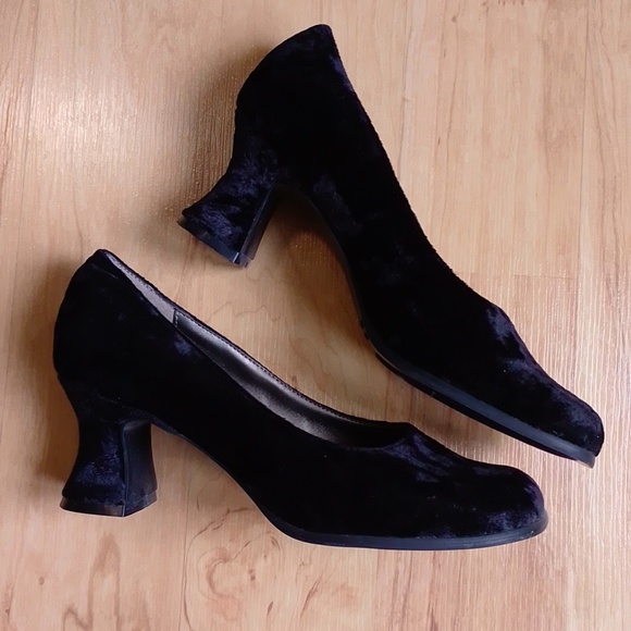 Rampage Suede Velour Black Wedge Heels Shoes 7 M - Picture 6 of 16